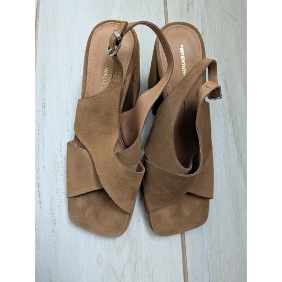 Intentionally Blank Siren Sandal Sling Back  Brown Suede Shoes 7 Whiskey - Picture 8 of 9